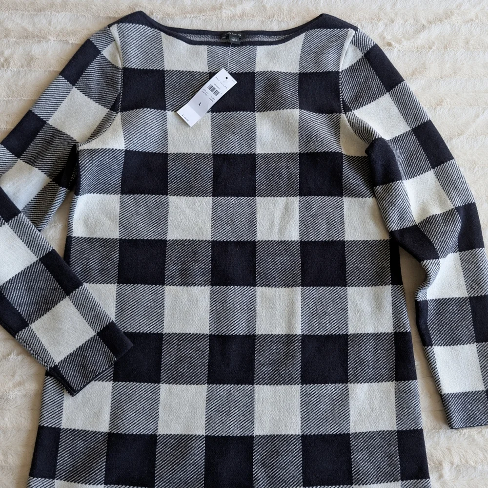 Ann Taylor Women’s‎ Large Sweater Wool Dress Buffalo Plaid Long Sleeve NEW! - Picture 3 of 8